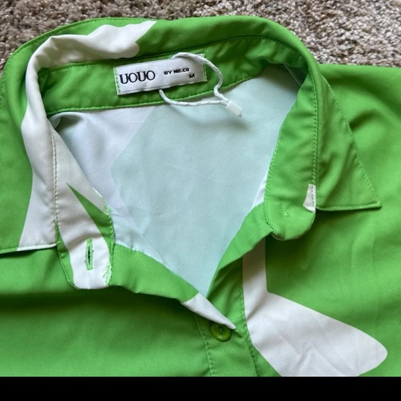 UOUO by NB.co Button Front Green Print Shirt Dress with tie Waist
size Medium - Picture 7 of 10